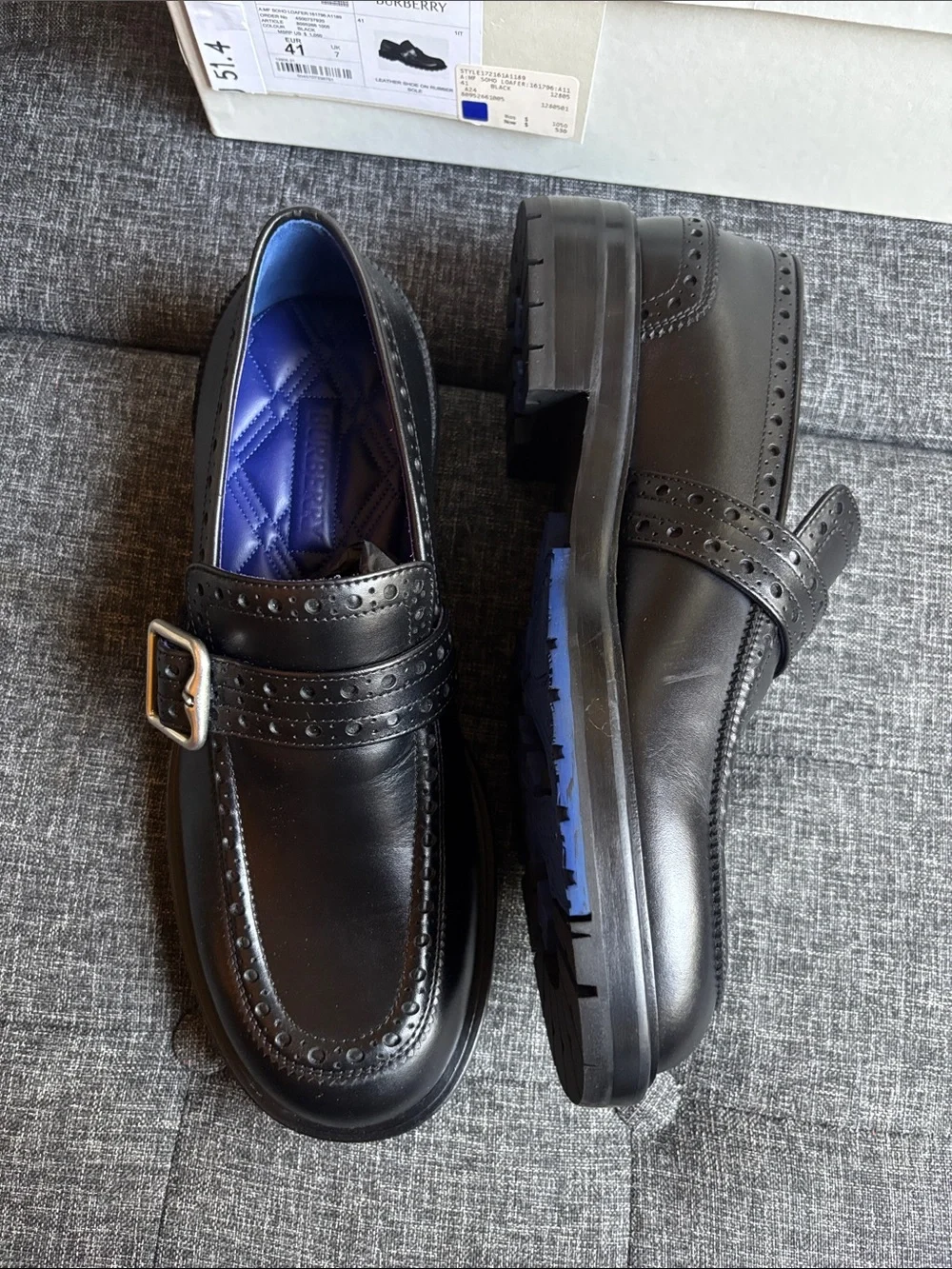 Burberry Black Leather Monk Strap Loafers